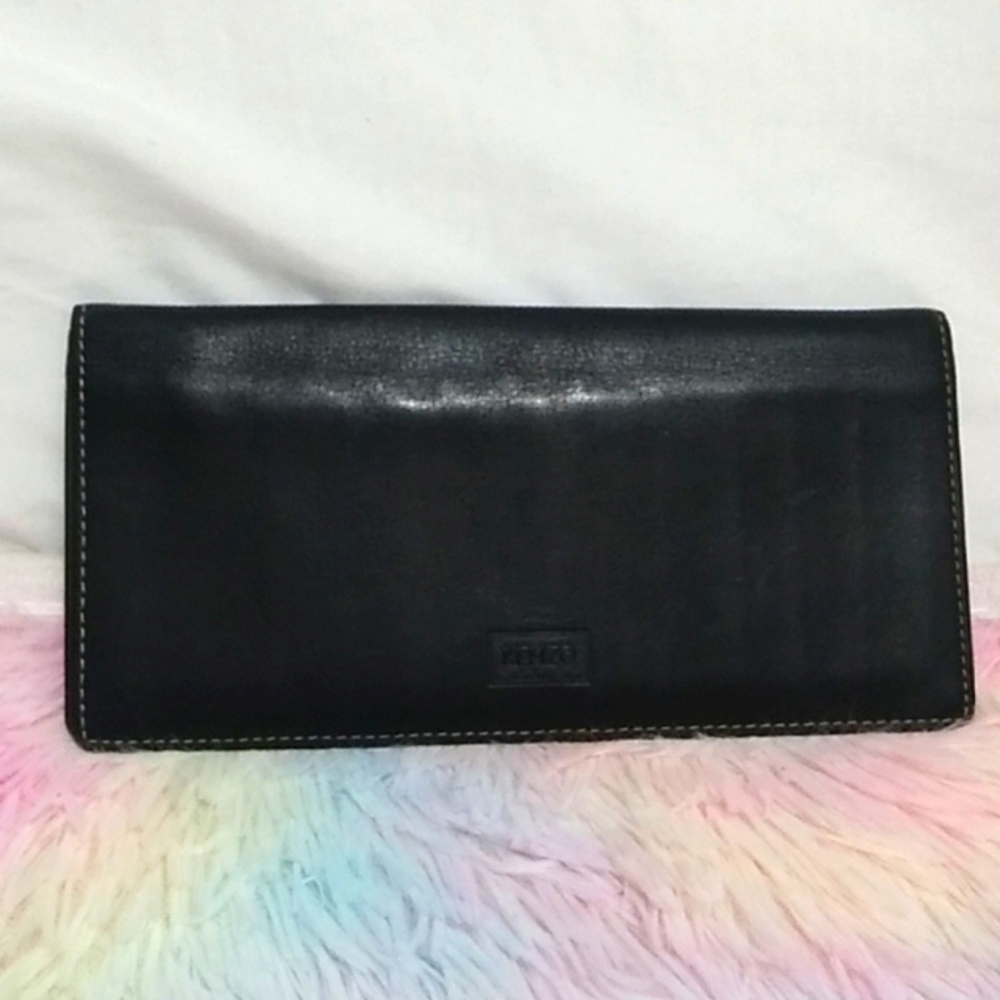SALE! NWOT Kenzo Long Slim Black Leather Wallet/Checkbook Cash Change Holder
